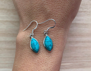 Turquoise silver earrings Oval