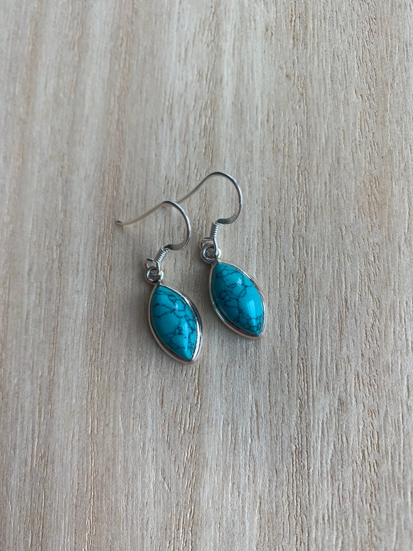 Turquoise silver earrings Oval