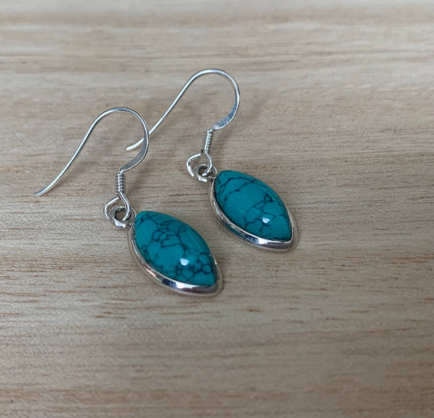 Turquoise silver earrings Oval