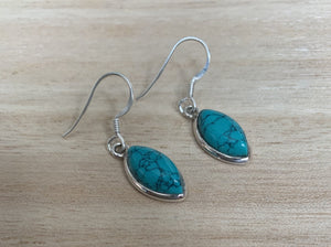 Turquoise silver earrings Oval