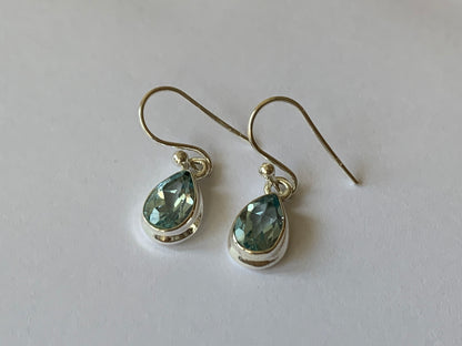 Faceted Blue Topaz sterling silver earrings Teardrop
