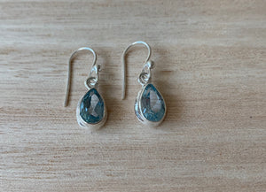 Faceted Blue Topaz sterling silver earrings Teardrop
