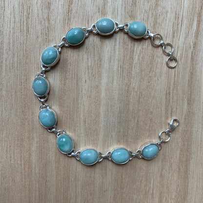 Larimar sterling silver link bracelet Oval