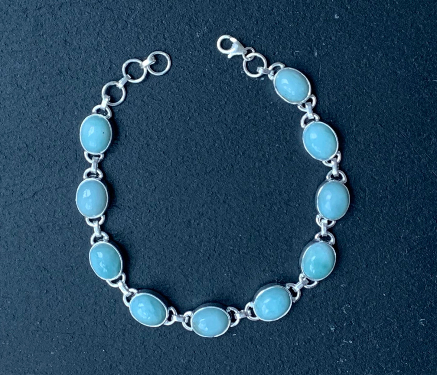 Larimar sterling silver link bracelet Oval