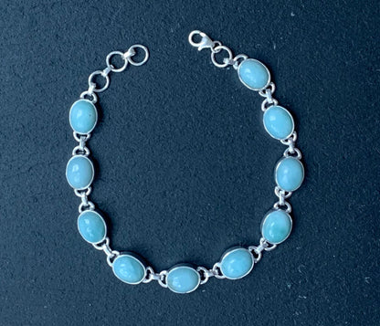 Larimar sterling silver link bracelet Oval