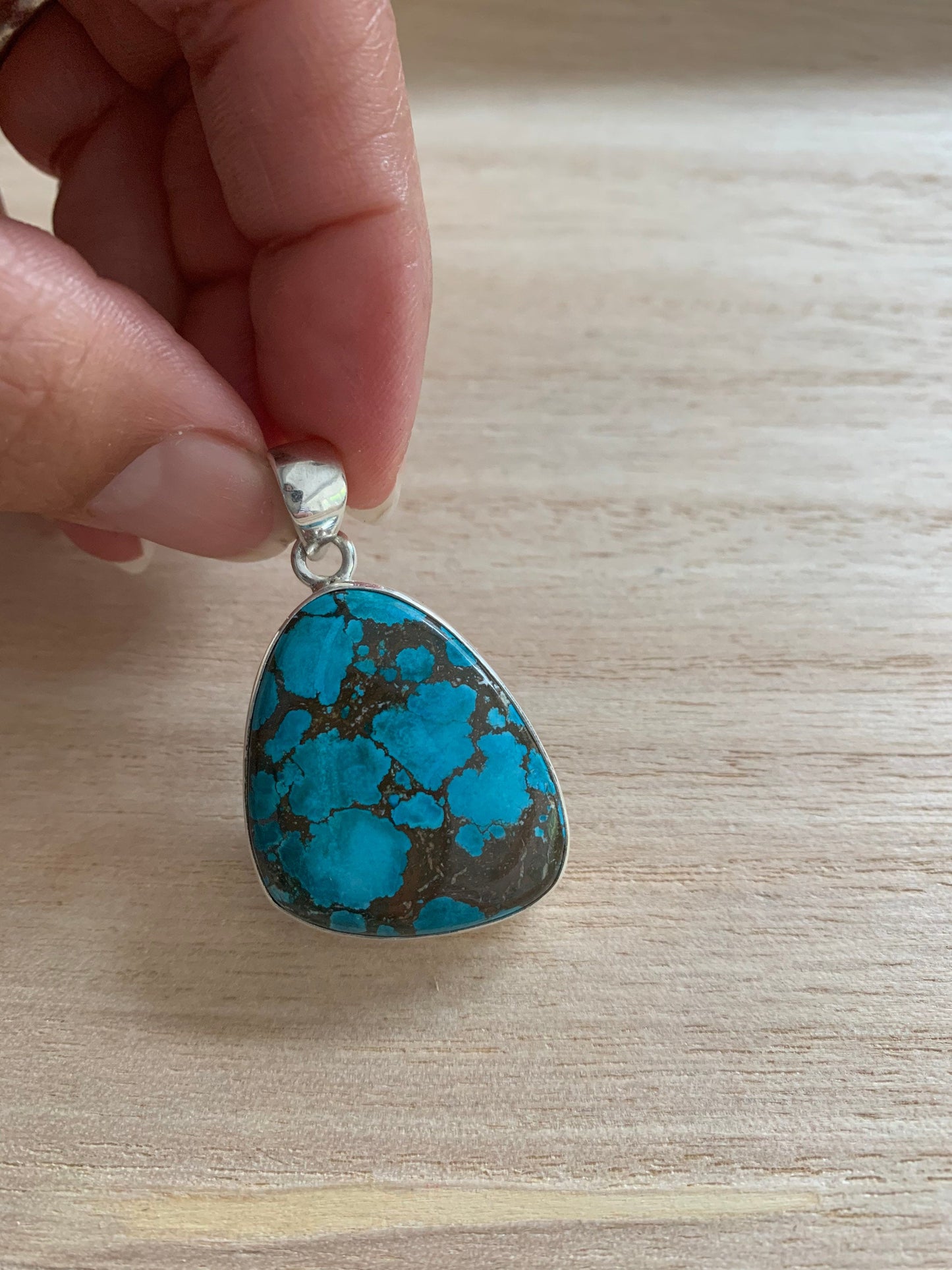 Turquoise sterling silver pendant, Real turquoise pendant, Women Turquoise pendant, December birthstone bracelet