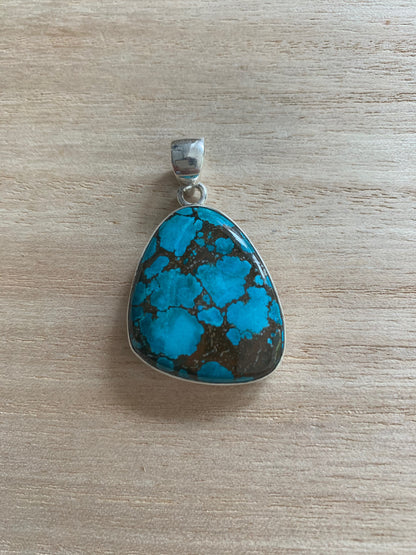 Turquoise sterling silver pendant, Real turquoise pendant, Women Turquoise pendant, December birthstone bracelet