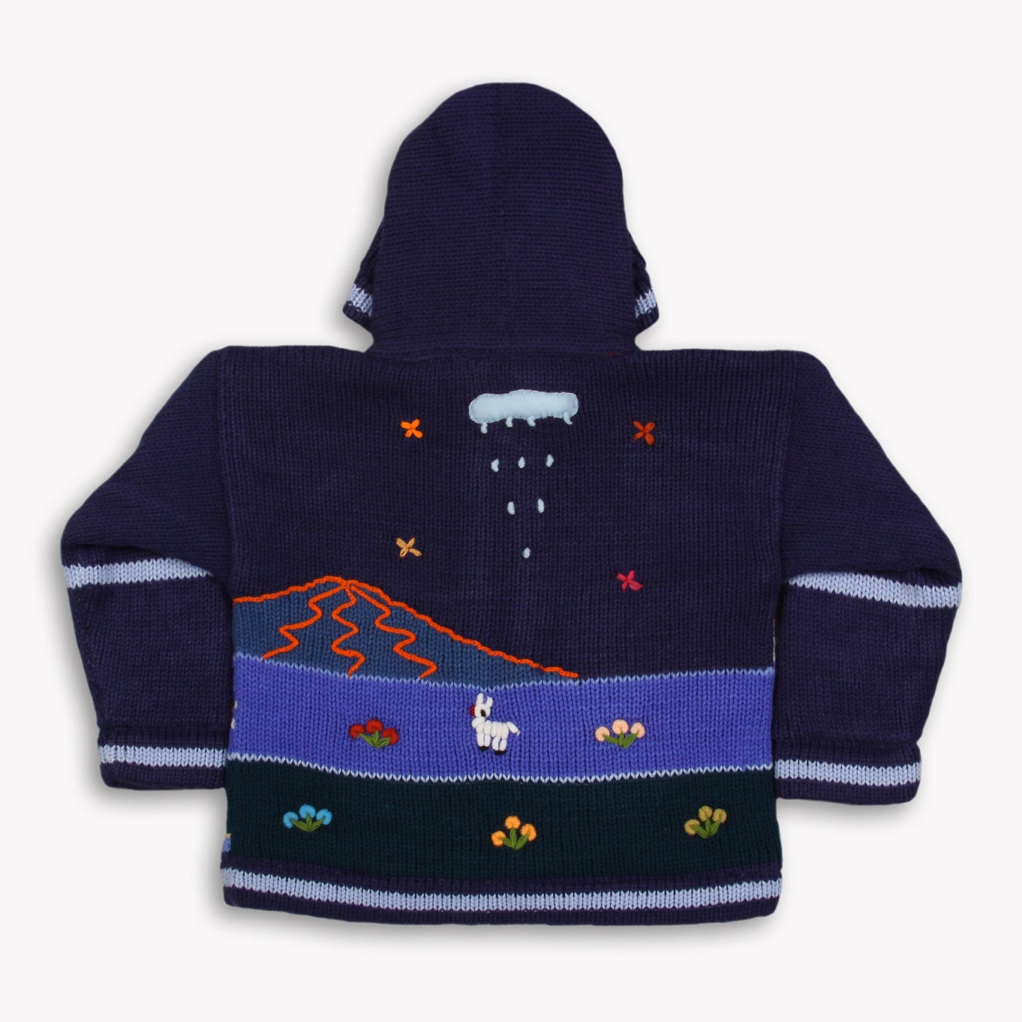 Boy/Baby/Children/Kids Blue fleece lined knitted Cardigan/Sweater/Jacket/Coat with hand embroidered applications