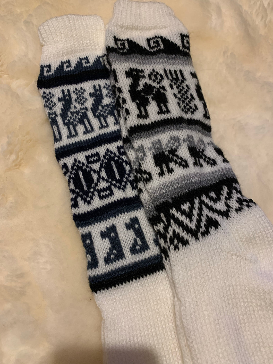 Alpaca socks with llama details